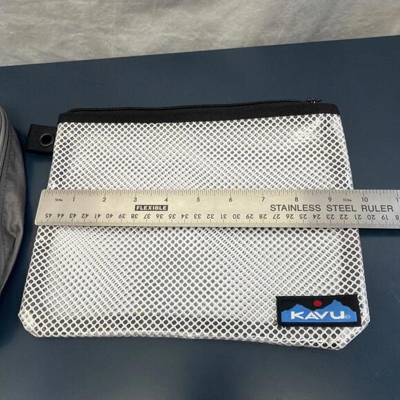 2 Travel Toiletry Bags Kavu Plastic Mesh Compression Gray Bag Zippered - Picture 6 of 13